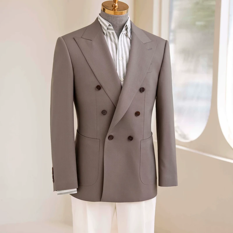 Men's Haute Couture Bespoke Wedding Suit 100% Wool Super British Fabric Pant Coat Design Plus Single Breasted