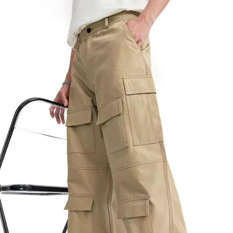 Mens-Heavyweight-Multi-Pocket-Cargo-Pants-Baggy-Wide-Leg-Straight-Work-Pants