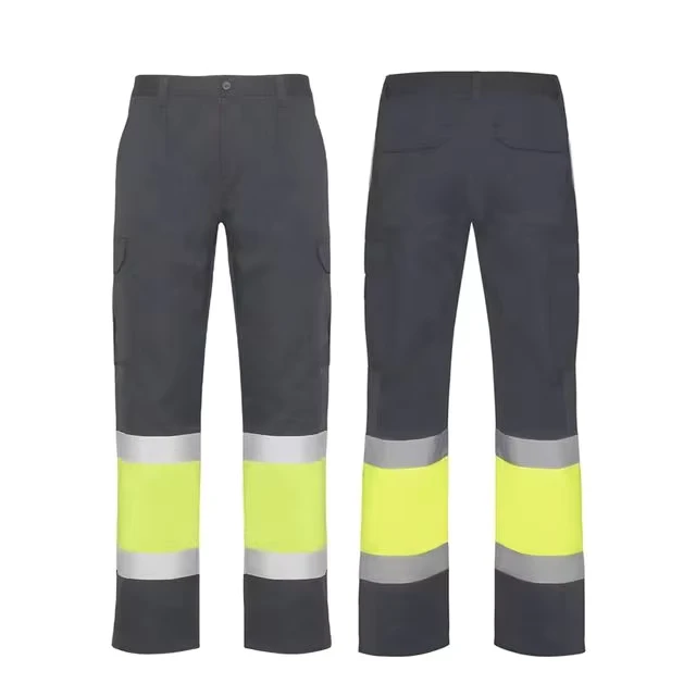 Mens Hi Vis 100% Cotton Mining Construction Mechanic Safety Work Cargo Pants