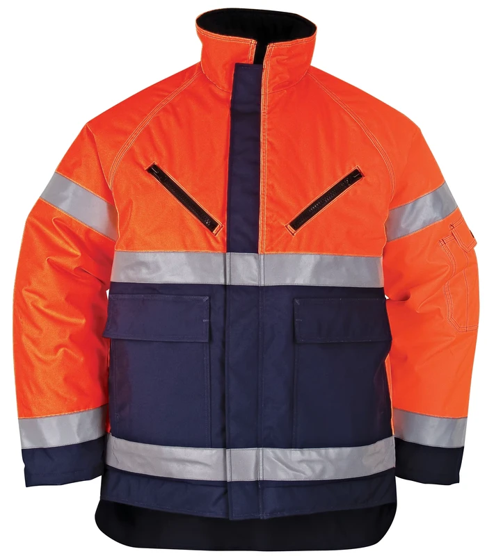 Mens Hi Vis Comfortable and Warm Winter Waterproof Safety Jacket with Pockets Outdoor Parka