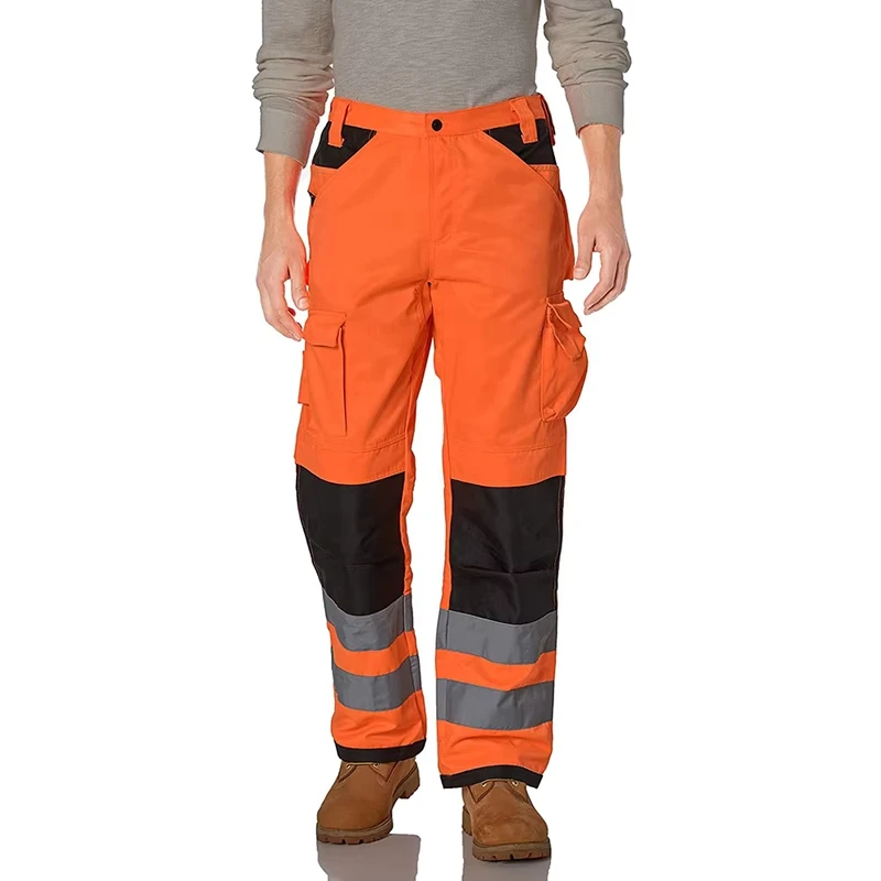 Mens Hi Vis Hardwearing Reflective Pants Utility Trousers for Workwear