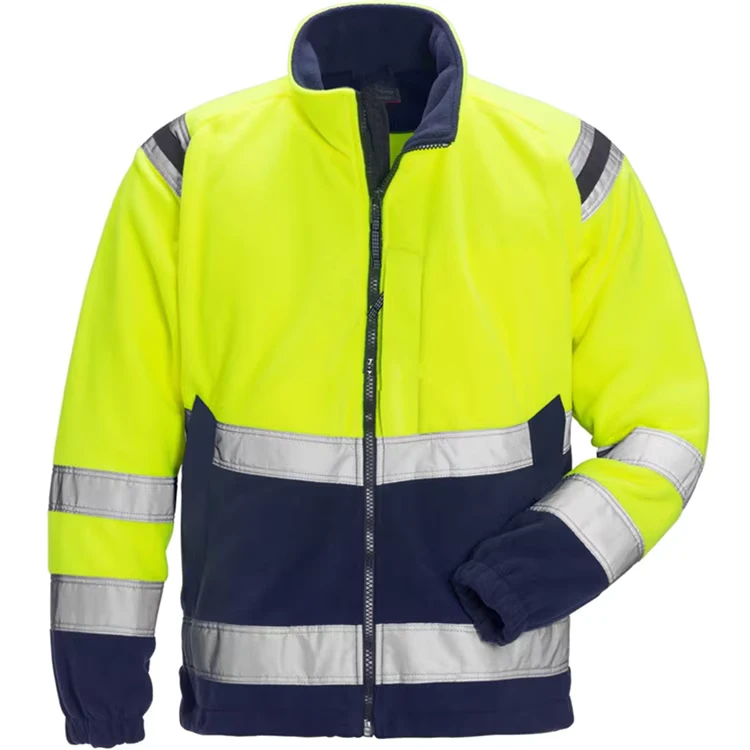 Men's Hi Vis Polar Fleece Reflective Winter Warm Breathable Workwear Style Reversible Jacket