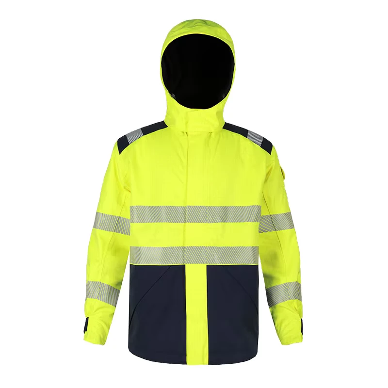 Mens Hi Vis Reflective Safety Winter Jacket Workwear FR Waterproof Jacket