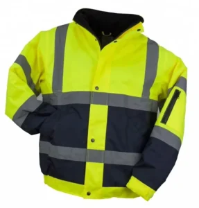 Men’s Hi Vis Safety Bomber Jacket Outdoor Waterproof Warm Reflective Workwear with Pocket for Work or Sports