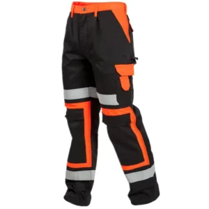 Mens Hi Vis Safety Pants Heavy Duty Hi-Vis Trousers Knee Pad Pocket Working Trousers With Reflective Tapes