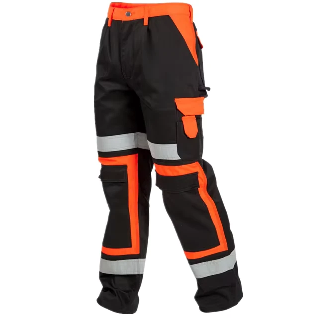 Mens-Hi-Vis-Safety-Pants-Heavy-Duty-Hi-Vis-Trousers-Knee-Pad-Pocket-Working-Trousers-With-Reflective-Tapes
