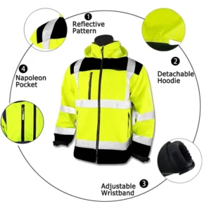 Men’s Hi Vis Security Guard Jacket Safety Clothing Transportation High Visibility Coat Man Workwear