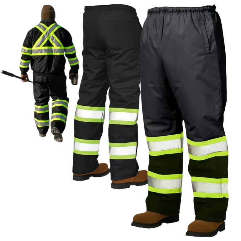 Mens-Hi-Vis-Thermal-Waterproof-Work-Trousers-ANSI-Class-E-Reflective-Insulated-Black-Safety-Pants