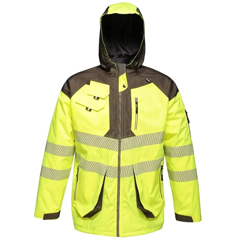 Mens-Hi-Vis-Waterproof-Reflective-Parka-Jacket-Yellow-Grey