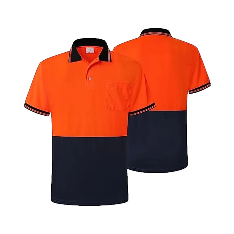 Men's Hi-Vis Work Polo Shirt Fluorescent Safety Workwear