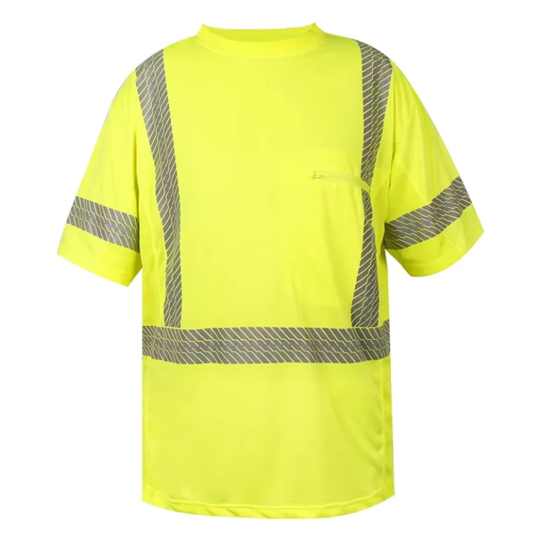 Mens-Hi-Vis-Work-Shirts-Short-Sleeve-T-Shirt-in-Lime-with-Customizable-Logo-Made-From-Polyester