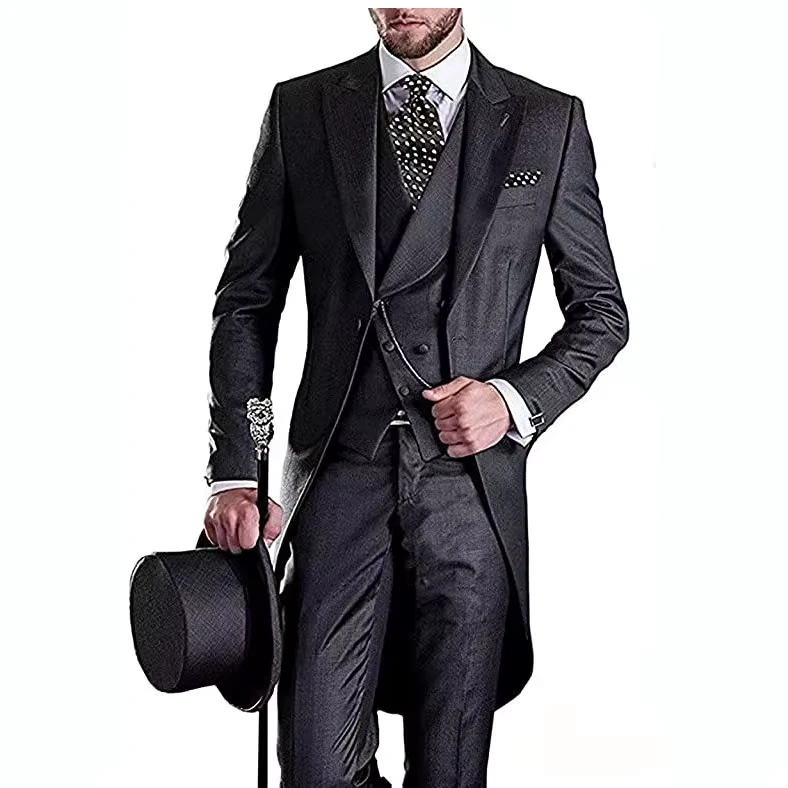 Men's High-End Custom Suit Woolen Cotton Business Gown Tuxedo Business Blazer XL Size Office Business