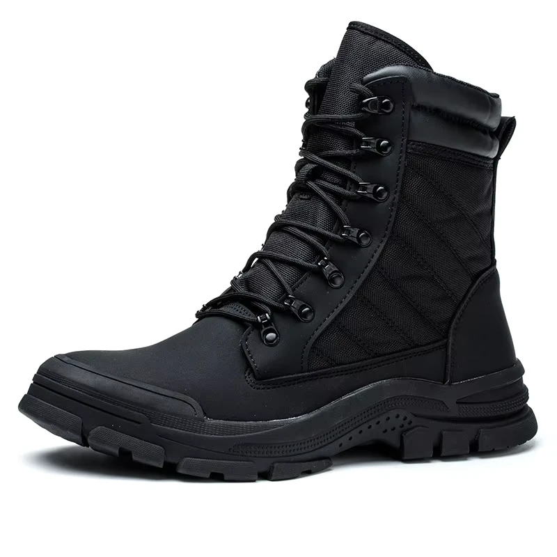 Men's High-Top Work Safety Shoes Anti-Crush Anti-Puncture Wear-Resistant Steel-Toe Caps Black