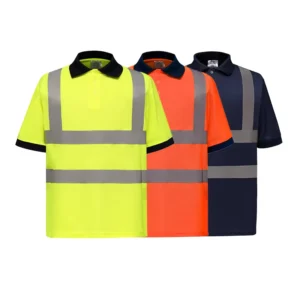 Men’s High-Visibility 100% Polyester Reflective Safety Polo Shirt