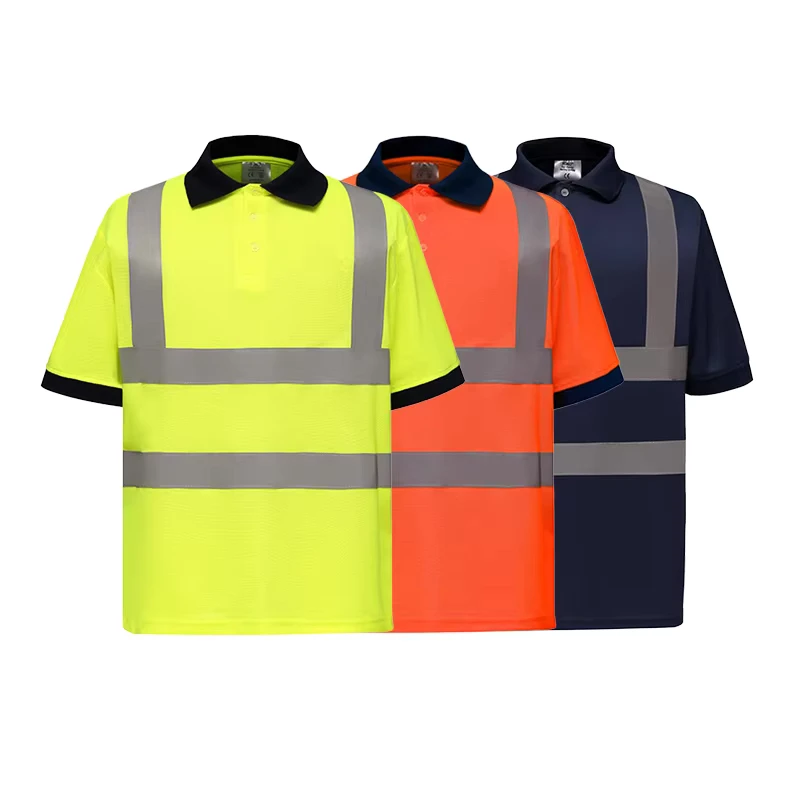 Men's High-Visibility 100% Polyester Reflective Safety Polo Shirt
