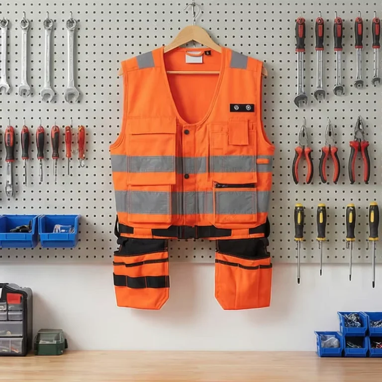 Mens-High-Visibility-Multi-Pocket-Safety-Tool-Vest-Hi-Vis-Orange-Workwear-for-Construction-and-Maintenance