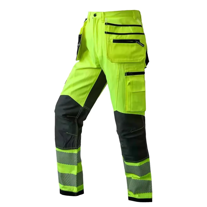 Men's High Visibility Polyester Cargo Work Pants Customizable Reflective Cargo Work Pants for Men