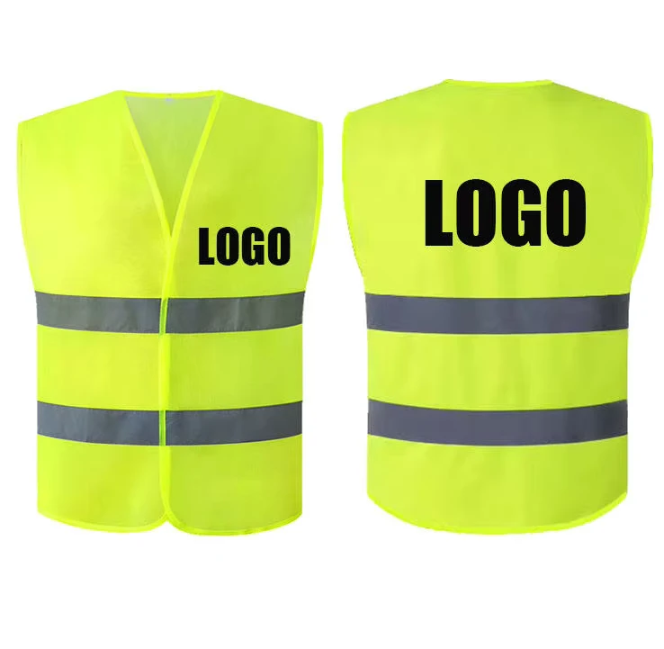 Men's High Visibility Reflective Polyester Mesh Safety Vest for Construction and Security