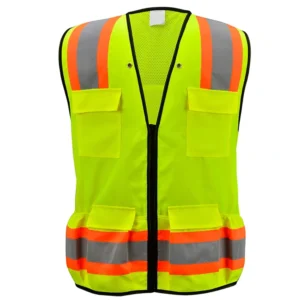 Men’s High Visibility Reflective Vest Customizable Polyester Safety Gear with Waterproof Feature Multi Pocket Safety Jacket