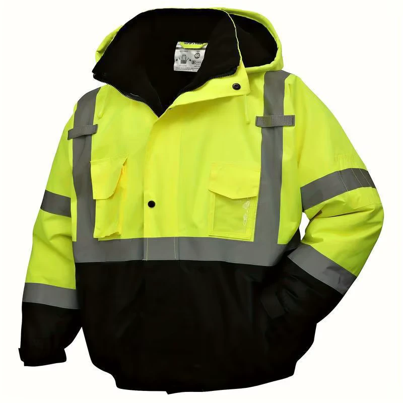 Men's High Visibility Reflective Waterproof Winter Safety Jacket for Security and Construction Work