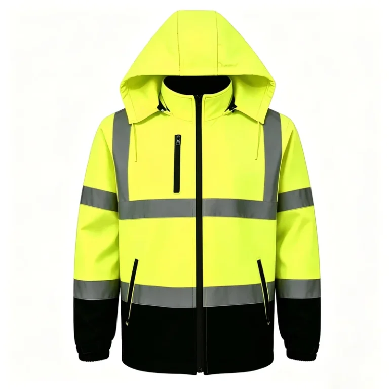Mens-High-Visibility-Safety-Softshell-Jacket-Waterproof-Windproof-Reflective-Strip-Workwear-Winter-Quilted-Thermal-Coat-Pockets
