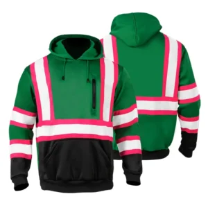 Men’s High Visibility Safety Sweatshirt ANSI Class 3 Fleece 1/4 Zip With Black Bottom Pullover Sweater