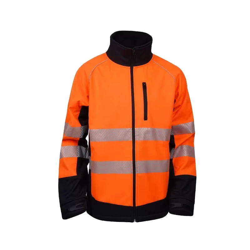 Men's High Visibility Waterproof Cotton Safety Jacket with Reflective Tape Customized Logo Option Red Color