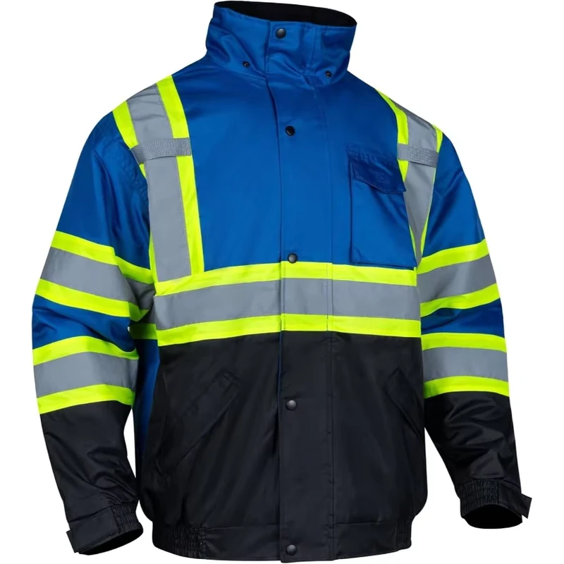 Mens High Visibility Waterproof Reflective with Hood Hi Vis Winter Safety Work Construction Coats
