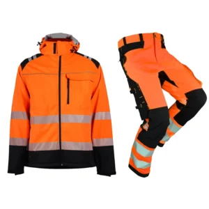 Men’s Hivis High Visibility Security Hoodie Softshell Jacket Two Tone Recycled Polyester Waterproof Mechanical Stretch Workwear