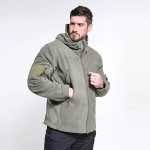 Men’s Hooded Zip up Heavy Winter Fleece Jacket Warm Jacket Windproof Outdoor Sports Microfleece Polar Coral Fleece Jacket