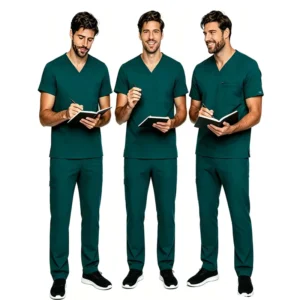 Men’s Hospital Uniforms Scrub Sets Soft Anti-Shrink Quick-Dry Woven Breathable OEM Available