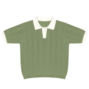 Men’s Ice Silk Polo Shirt Contrast Collar Short Sleeve Slim Fit Stand-Up Collar