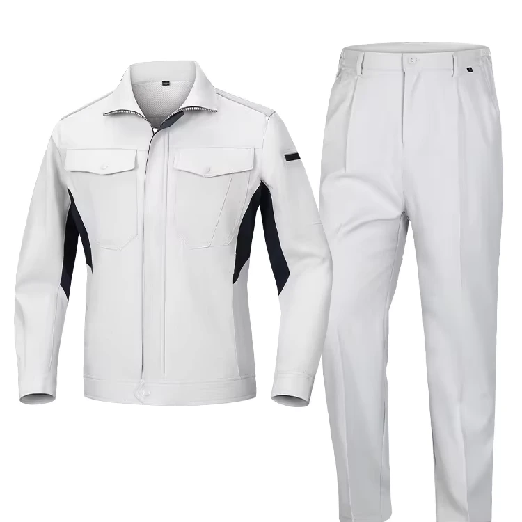 Men's Industrial Work Clothes New Design Zipper Mechanical Work Scrubs Jacket Pants Breathable Factory Direct Workshop