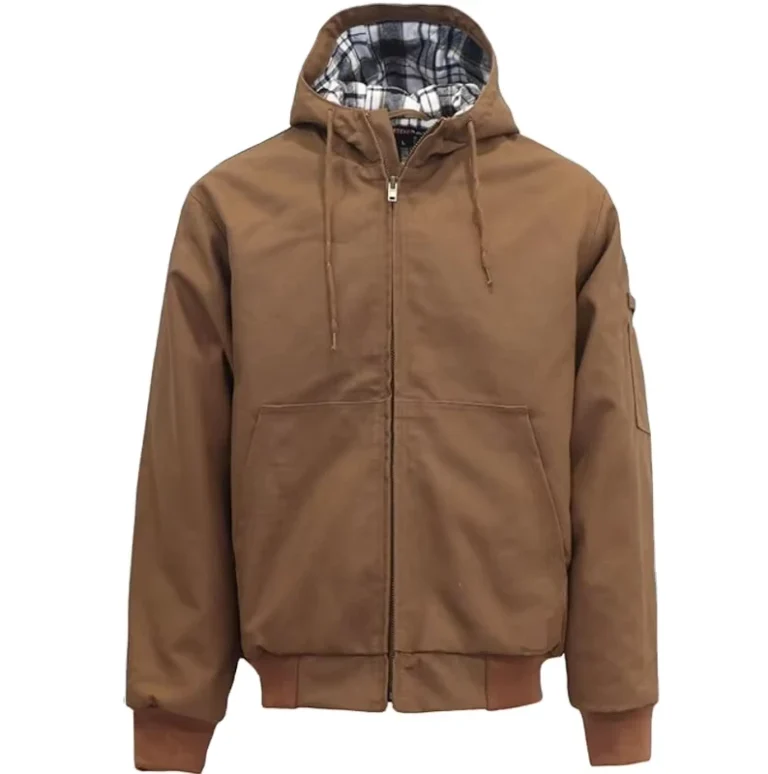 Mens-Insulated-Flame-Resistant-Workwear-Duck-Canvas-Bomber-FR-Work-Hooded-Jacket