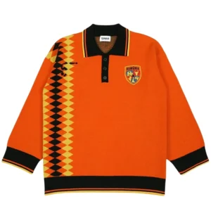 Men’s Jacquard Pattern Knit Sweater Casual Winter Pullover Football Polo Knit Jersey