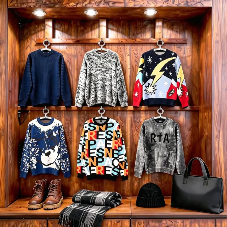 Mens-Knitwear-Sweater-Solid-Color-Jacquard-Marled-Pattern-Cotton-Pullover