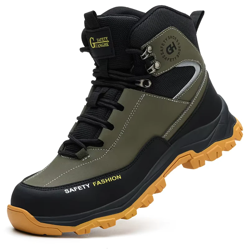 Men's Labor Protection Shoes with Steel-Toe Caps Anti-Smashing Anti-Piercing Anti-Splashing Work Shoes