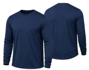 Men’s Lightweight Summer Flame Resistant Long Sleeve Custom logo Graphic FR Crew Neck Tee t Shirt Navy Blue
