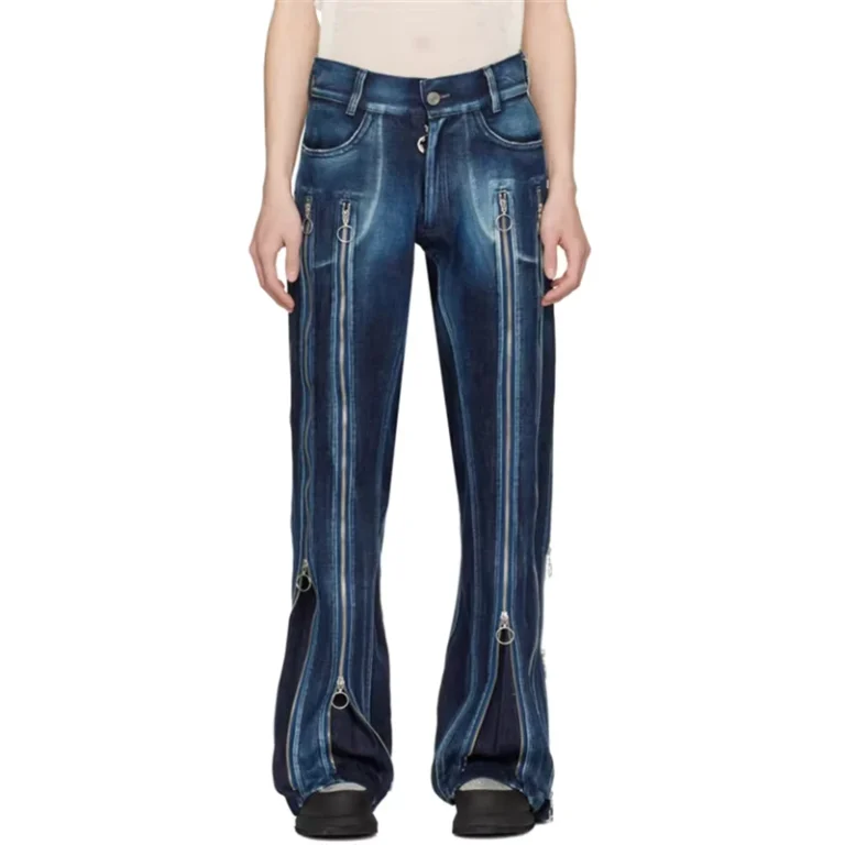 Mens-Long-Leg-Casual-Trousers-Classic-Long-Zip-Split-Jeans