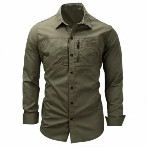 Men’s Long Sleeve Army Green Tactical Combat Workwear Shirt