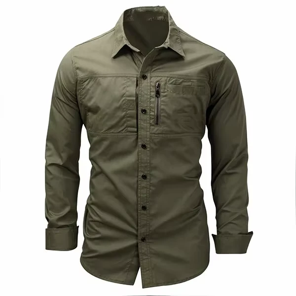 Mens-Long-Sleeve-Army-Green-Tactical-Combat-Workwear-Shirt