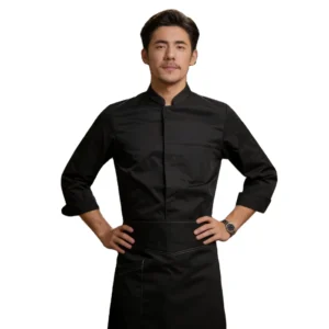 Men’s Long-Sleeve Chef Coat with Thermal Transfer Printing for Restaurants and Hotels
