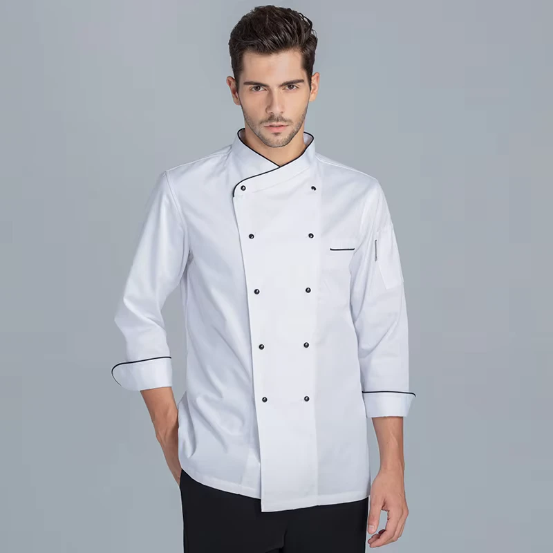 Men’s Long-Sleeve Chef Work Clothes for Hotel, Restaurant, and Catering