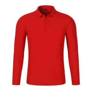 Men’s Long Sleeve Cotton Polo T-Shirt Solid Color Business Work Collar Printed Pattern