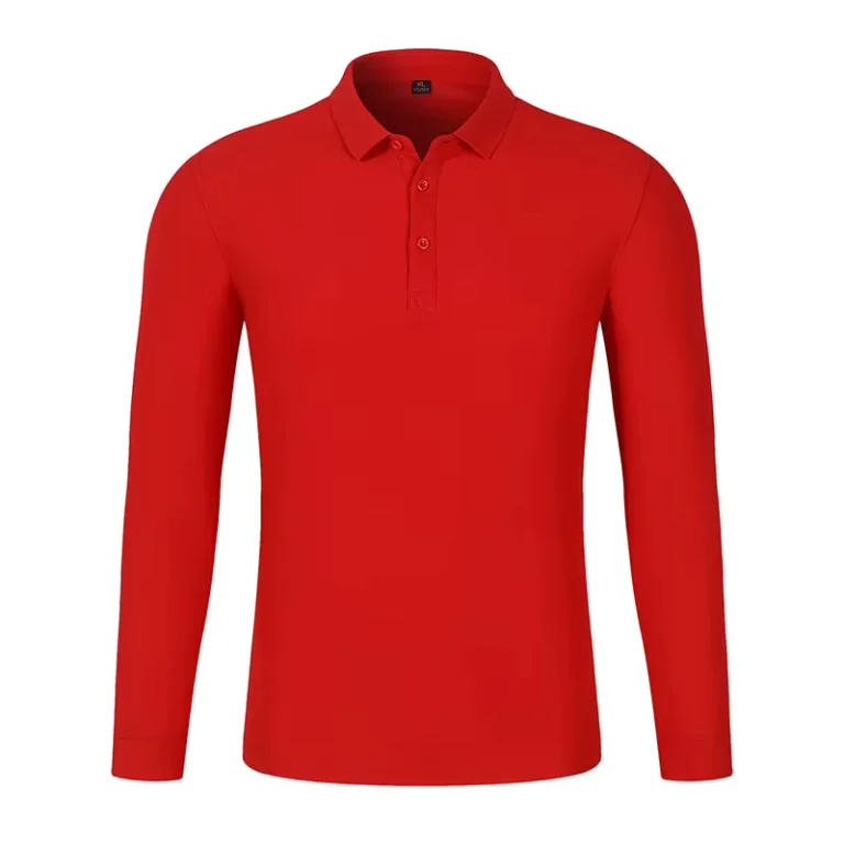 Mens-Long-Sleeve-Cotton-Polo-T-Shirt-Solid-Color-Business-Work-Collar-Printed-Pattern