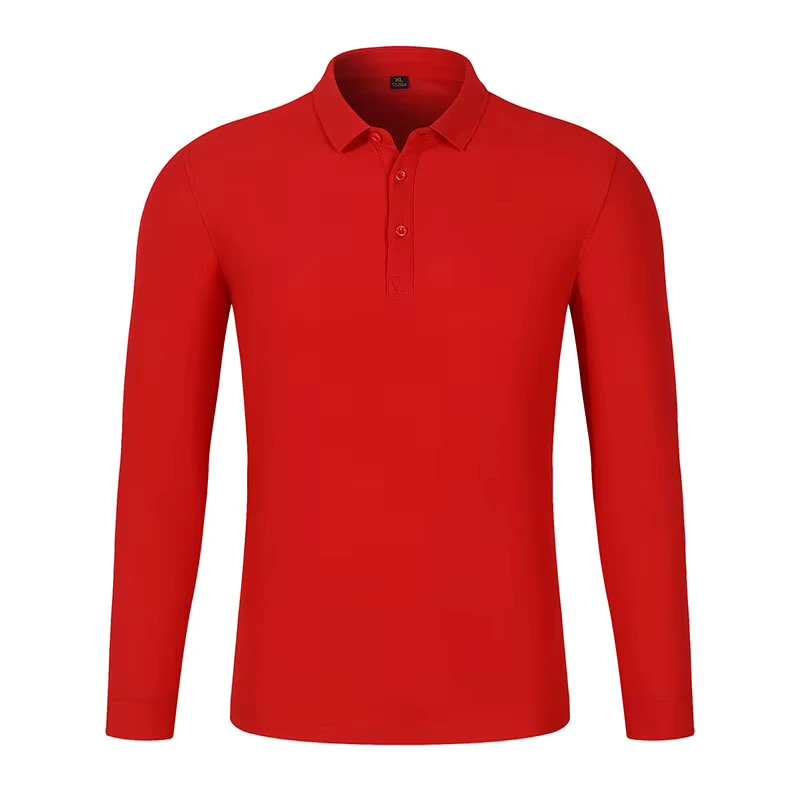 Men's Long Sleeve Cotton Polo T-Shirt Solid Color Business Work Collar Printed Pattern