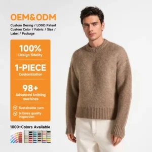 Men’s Long-Sleeve Crew-Neck Knit Pullover Sweater, Cropped Fit