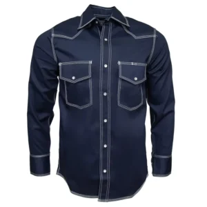 Mens Long Sleeve NFPA 2112 Flame Retardant Work Shirt for Men FRC Welding Triple Stitches Shirt
