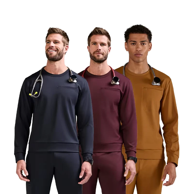 Men's Medical Scrubs with High-Stretch Drawstring Waist, Straight-Leg or Jogger Pants