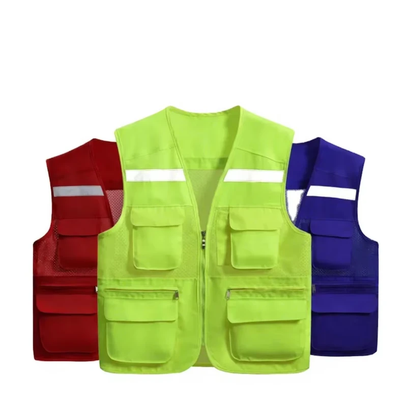 Men's Mesh Hi-Vis Reflective Safety Vest with Pockets for Construction Work